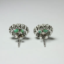 9ct White Gold Emerald and Diamond Stud Earrings