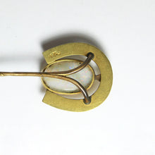 Antique Yellow Gold Solid Opal Horseshoe Tie Pin