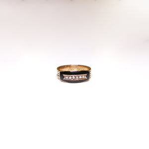 Antique Black Enamel and Seed Pearl Mourning Ring