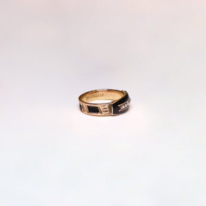 Antique Black Enamel and Seed Pearl Mourning Ring