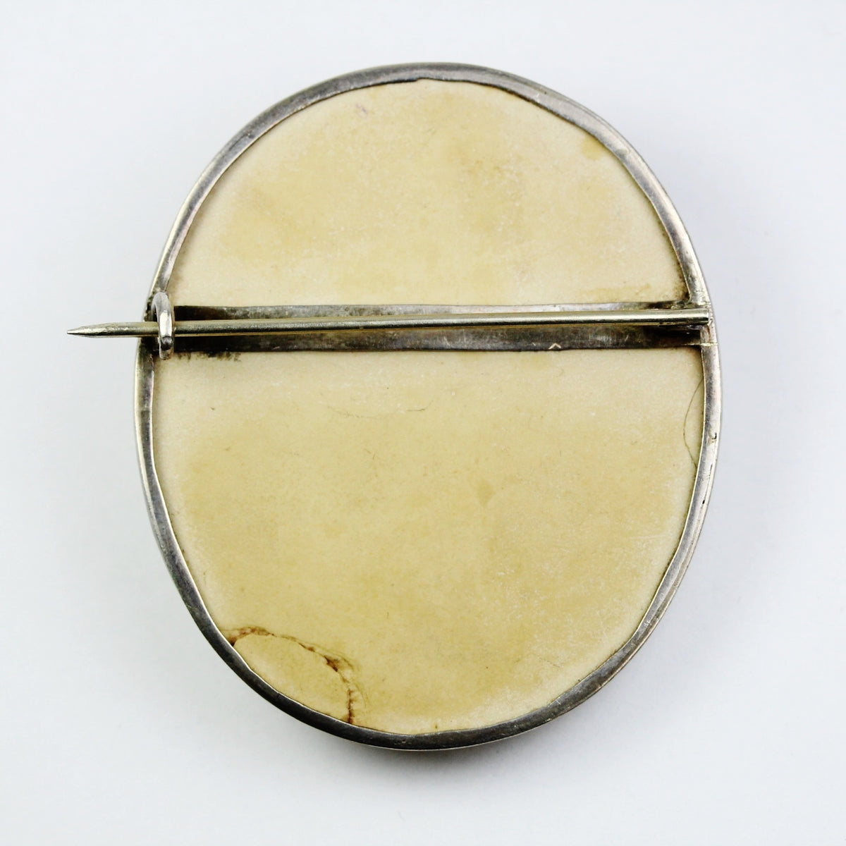 Large Silver Italian Lava Stone Brooch