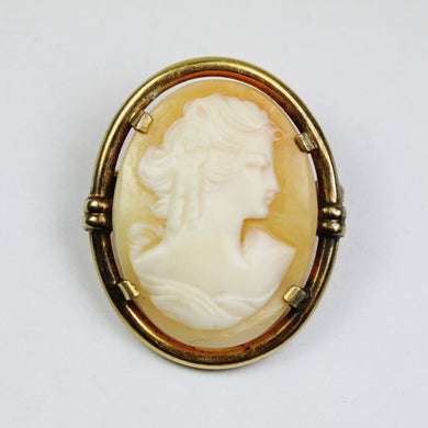 Claw Set Conch Shell Cameo Brooch