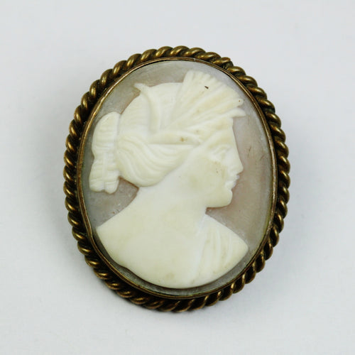 Conch Shell Bezel Set Cameo Brooch