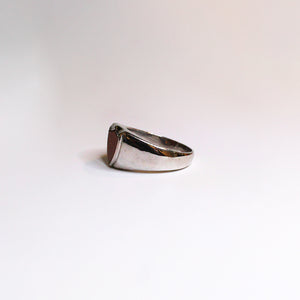 9ct White Gold Sunstone Shield Signet Ring