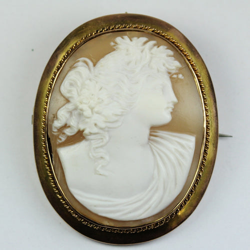 Conch Shell Bezel Set Cameo Brooch