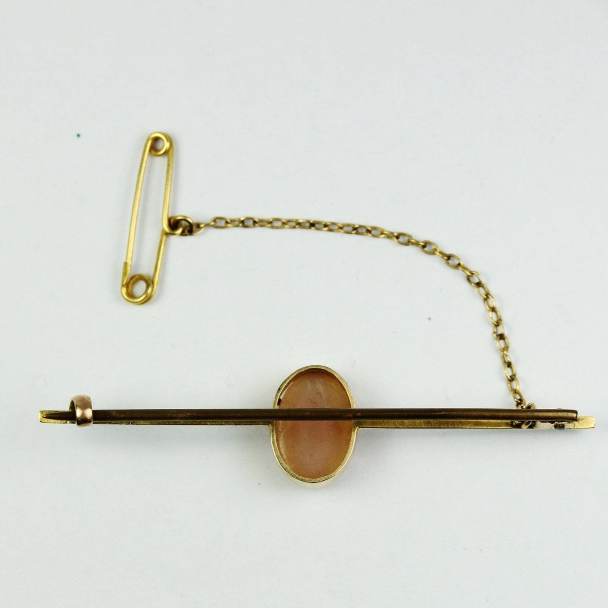 Vintage 9ct Yellow Gold Conch Shell Cameo Bar Brooch