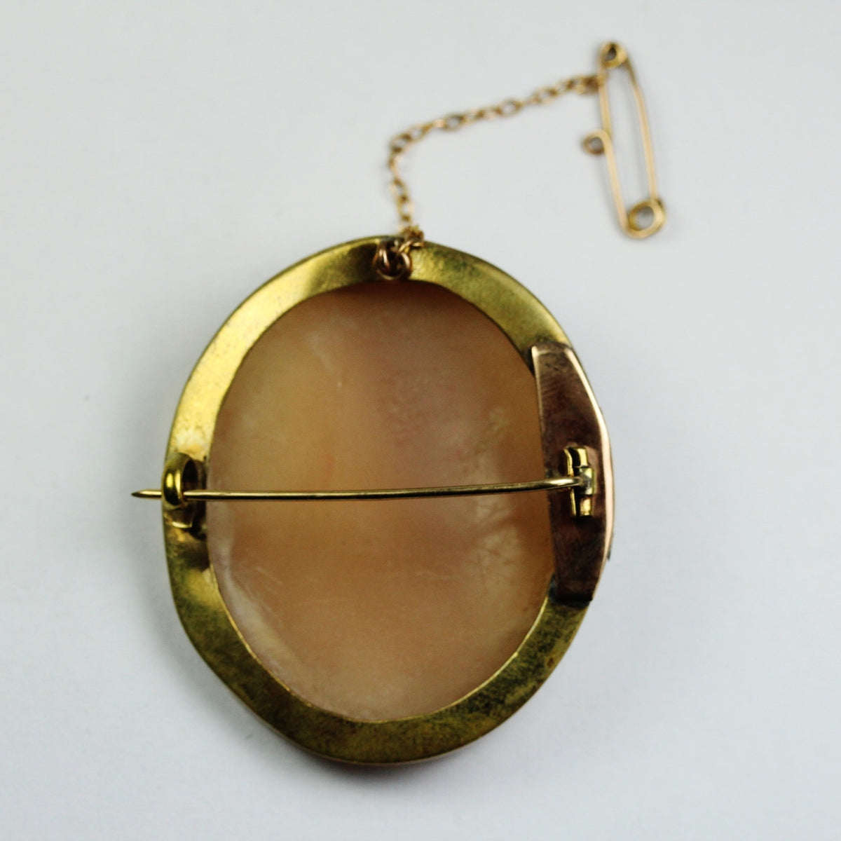 Pale Conch Shell Bezel Set Cameo Brooch