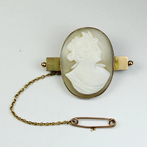 Conch Shell Bezel Set Cameo Brooch