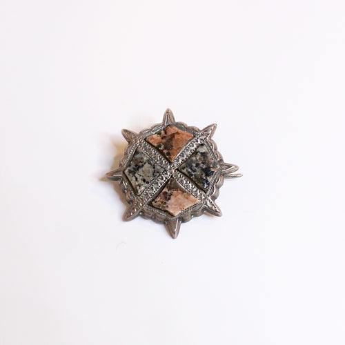 Antique Sterling Silver Chalcedony Kilt Brooch