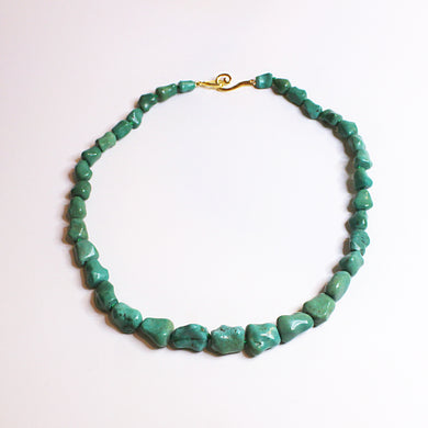 Natural Turquoise Graduated Freeform Beaded Necklace
