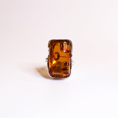 Sterling Silver Amber Ring