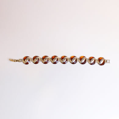 Overlaid Sterling Silver Modernist style Amber Bracelet