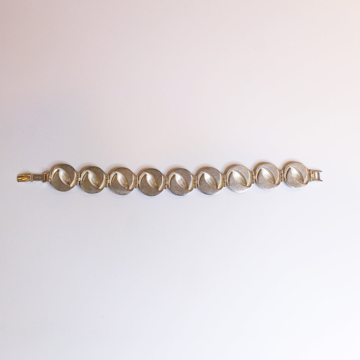 Overlaid Sterling Silver Modernist style Amber Bracelet