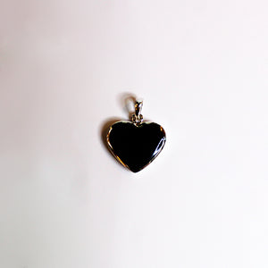 Sterling Silver Black Onyx Heart Pendant