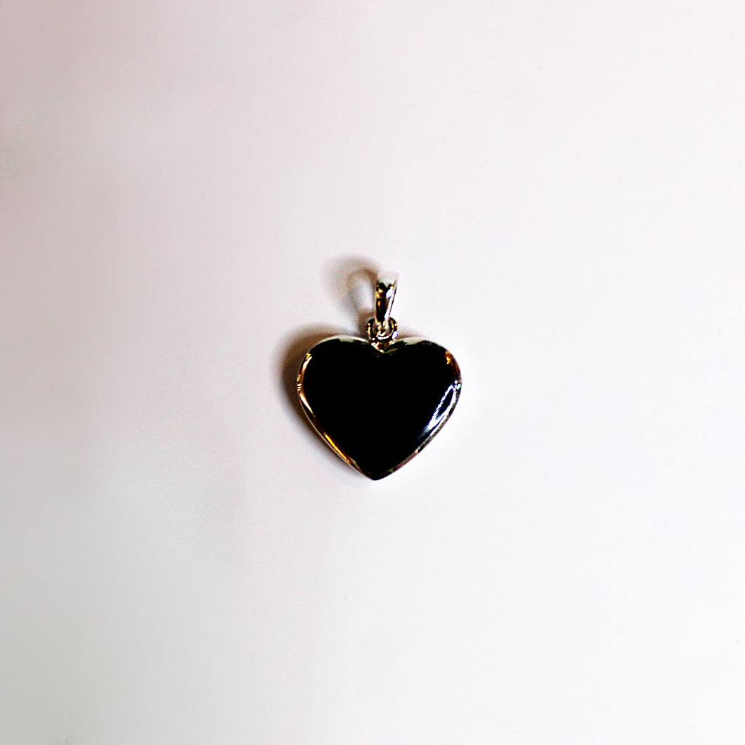 Sterling Silver Black Onyx Heart Pendant