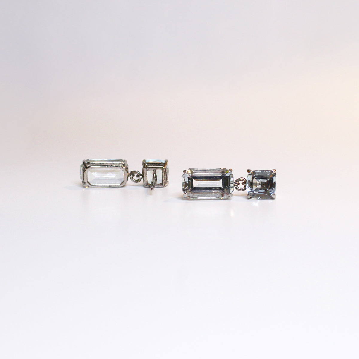 9ct White Gold Cushion Cut Aquamarine Stud Drop Earrings