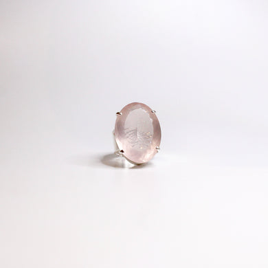 Sterling Silver Oval Cut Rose Quartz Ring