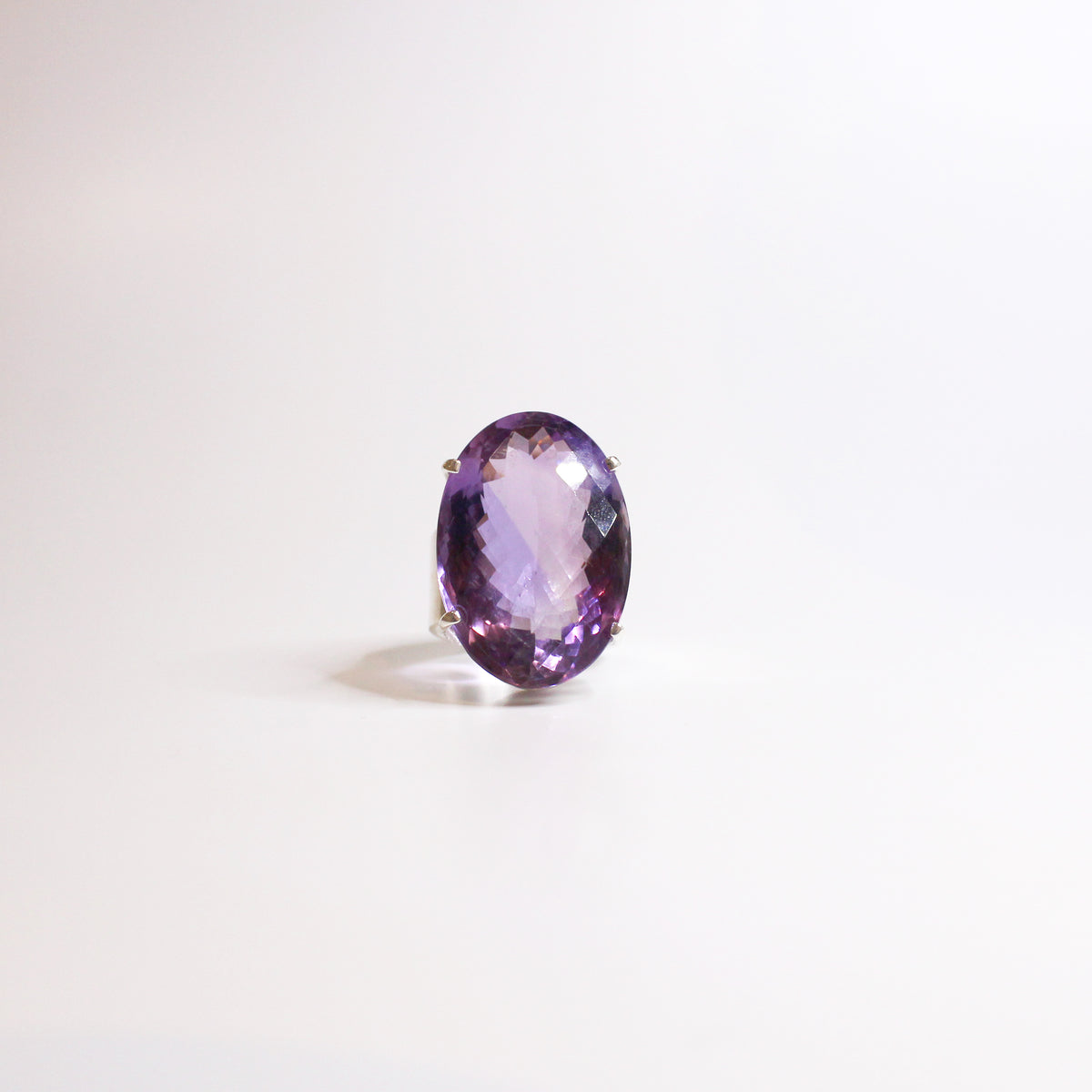 Sterling Silver Oval Cut Amethyst Ring