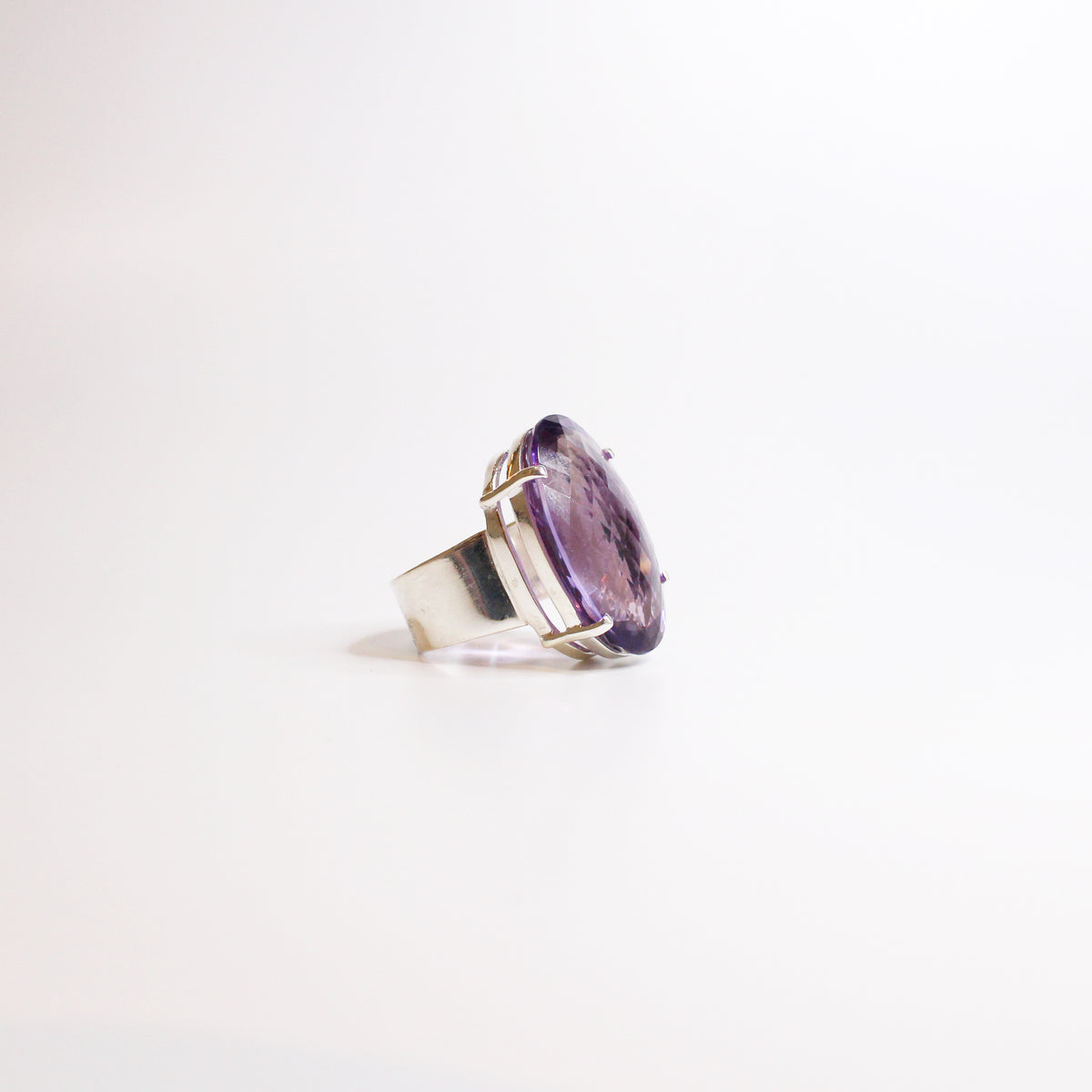 Sterling Silver Oval Cut Amethyst Ring