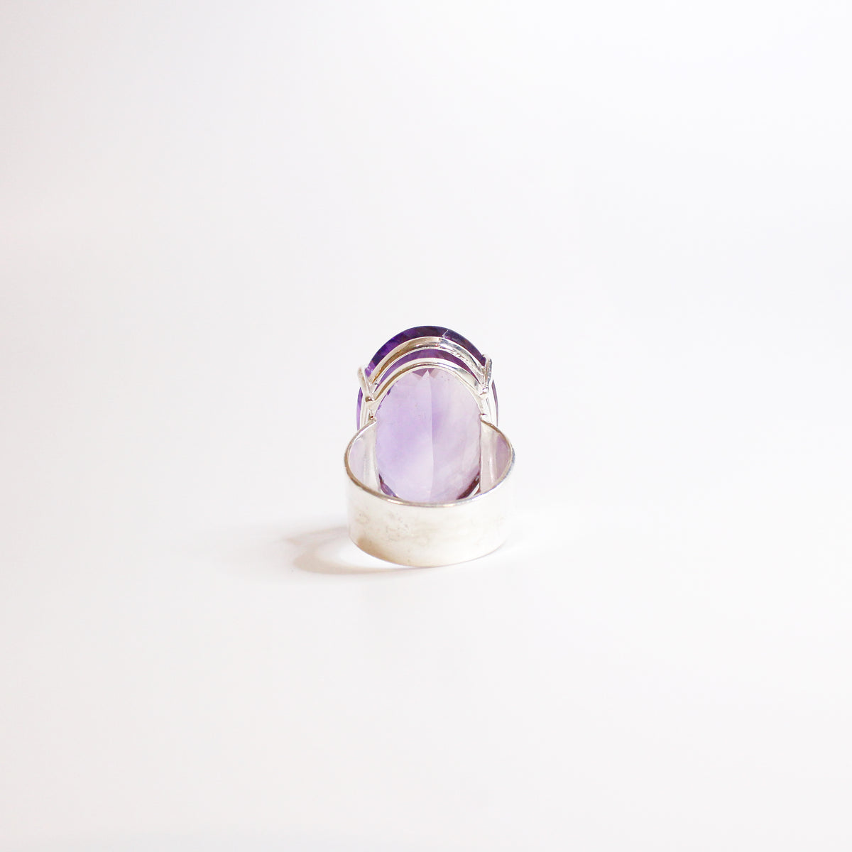 Sterling Silver Oval Cut Amethyst Ring
