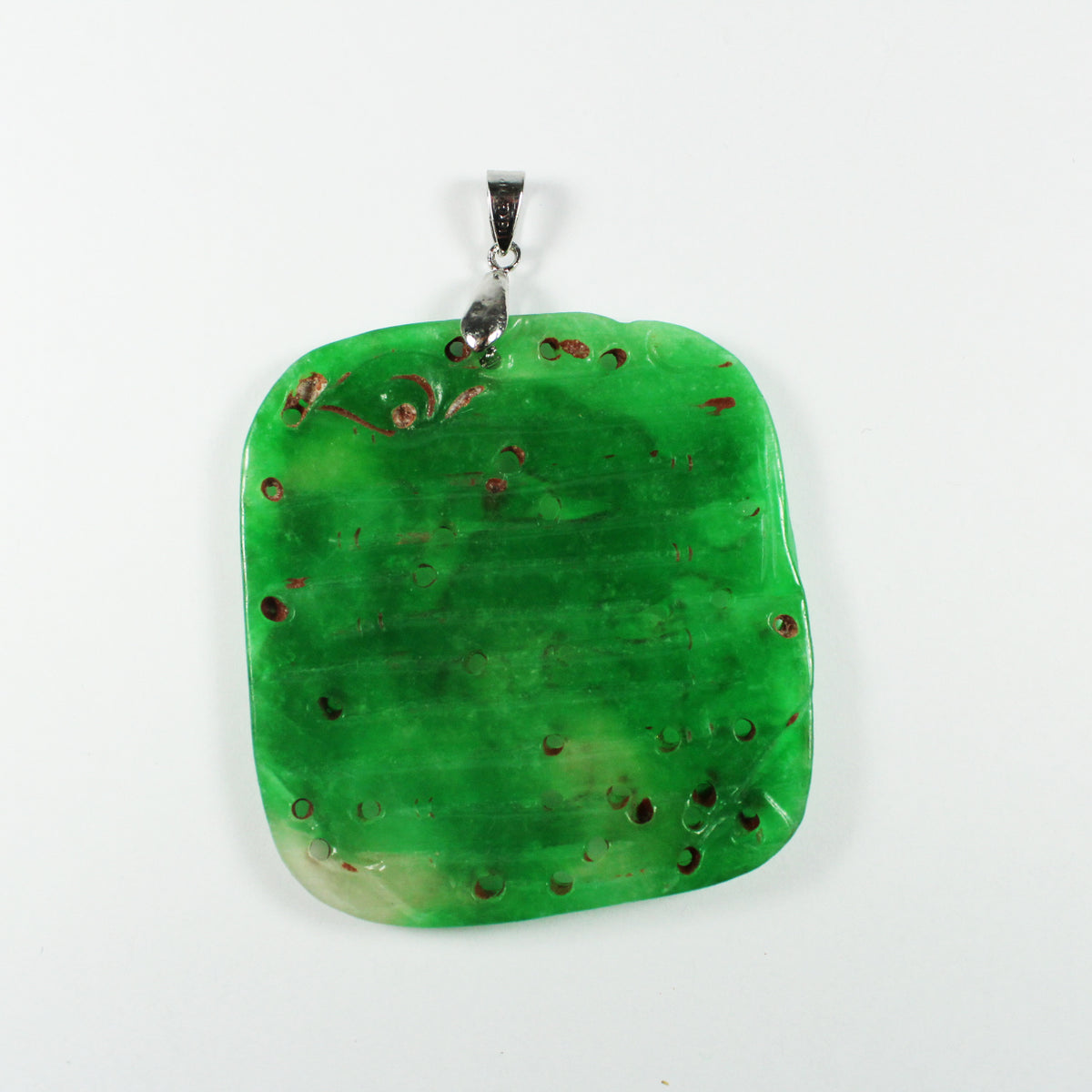 Antique Grade B Carved Jade Fish Pendant