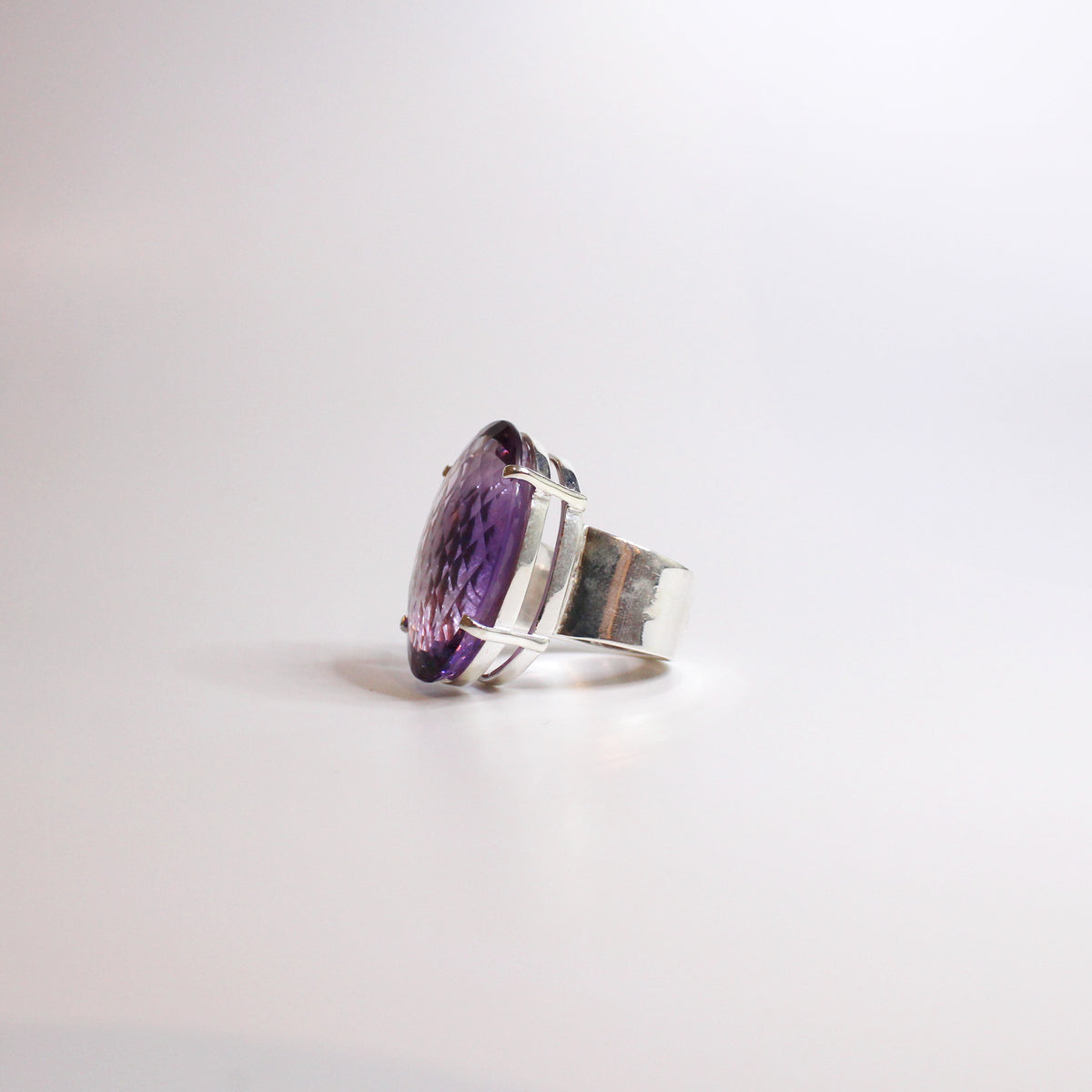 Sterling Silver Oval Cut Amethyst Ring