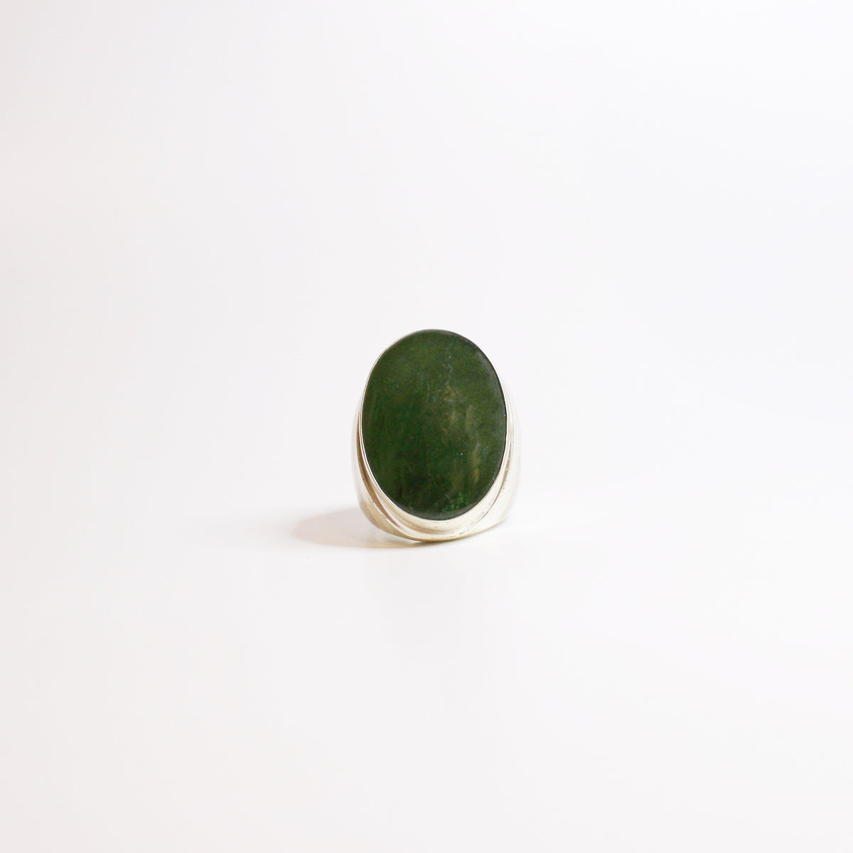 Sterling Silver Oval Cut Green Onyx Ring