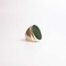 Sterling Silver Oval Cut Green Onyx Ring