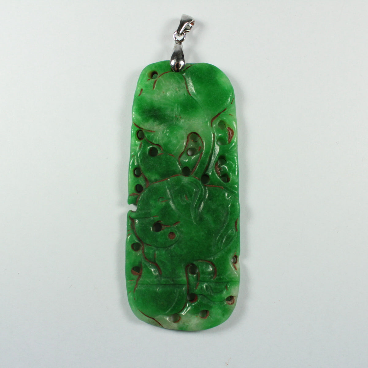 Antique Grade B Carved Chinese Underground Jade Pig Pendant
