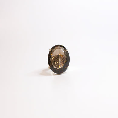 Sterling Silver Oval Cut Smokey Quartz Ring