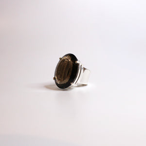 Sterling Silver Oval Cut Smokey Quartz Ring