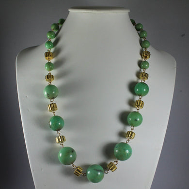 Chrysoprase Beaded and Gold Motif Insert Necklace