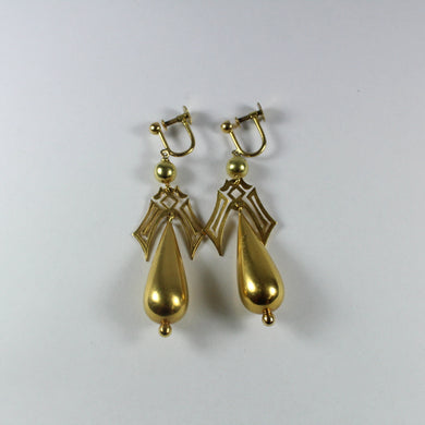 Antique 18ct Yellow Gold  Etruscan Style Drop Earrings