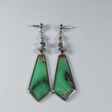 Sterling silver and Chrysprase Drop Earrings