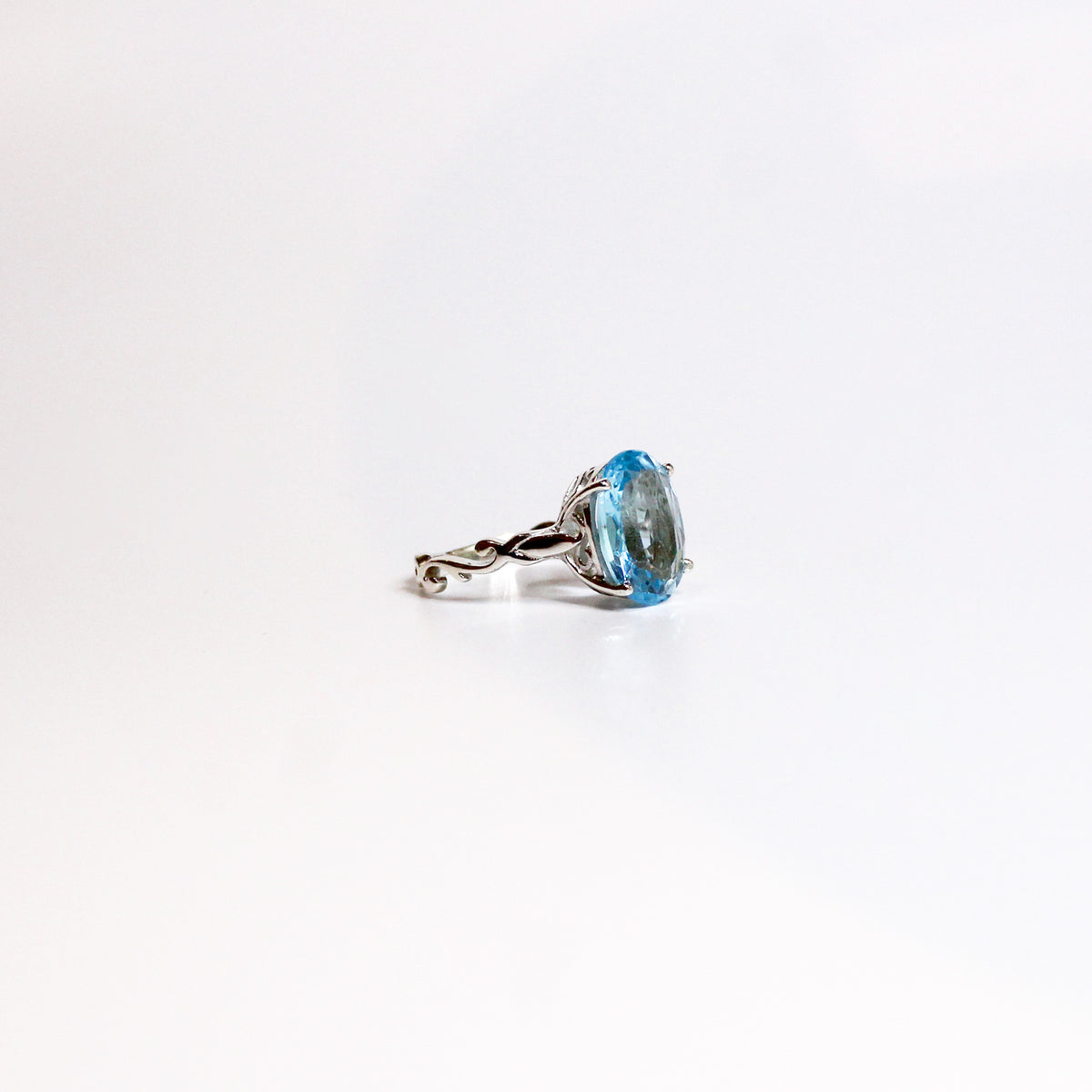 Sterling Silver Oval Cut Swiss Blue Topaz Ring