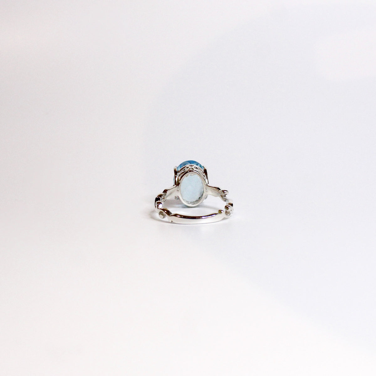 Sterling Silver Oval Cut Swiss Blue Topaz Ring