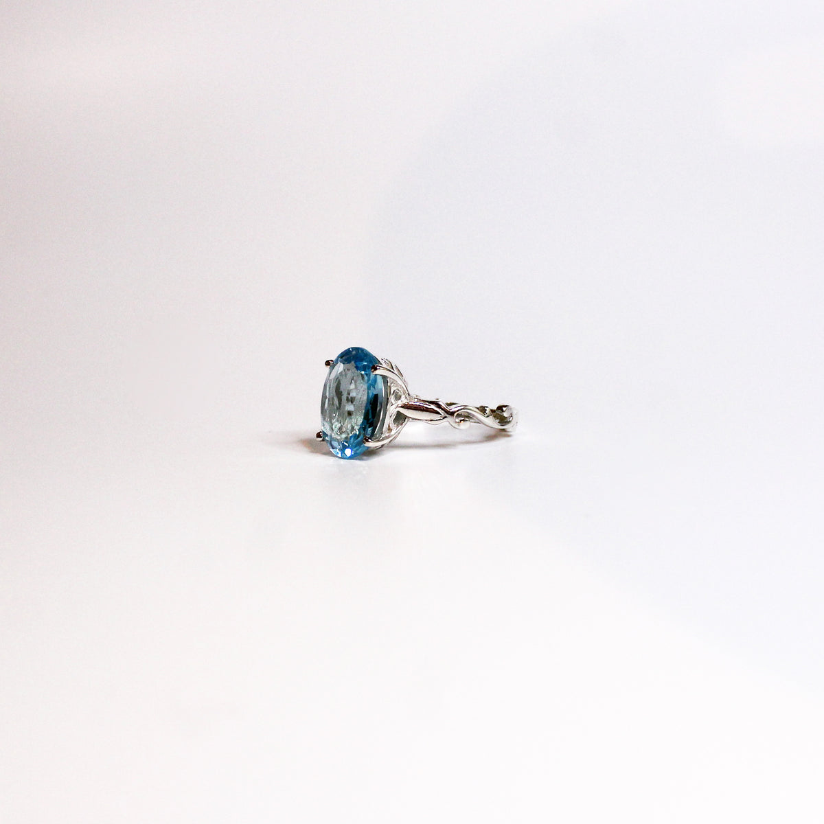 Sterling Silver Oval Cut Swiss Blue Topaz Ring