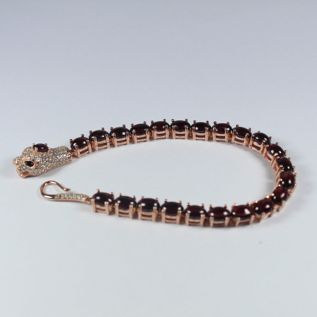 Garnet and Cubic Zirconia Snake Bracelet