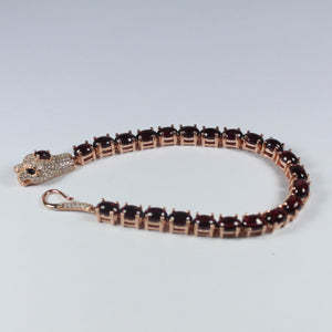 Garnet and Cubic Zirconia Snake Bracelet