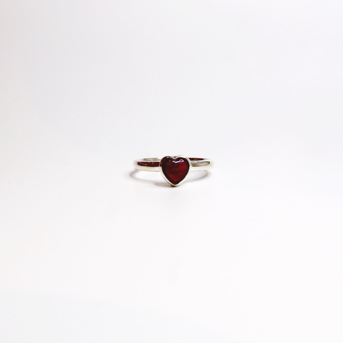 Sterling Silver Garnet Heart Ring