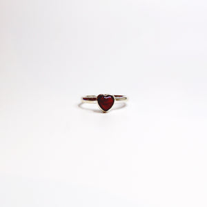 Sterling Silver Garnet Heart Ring