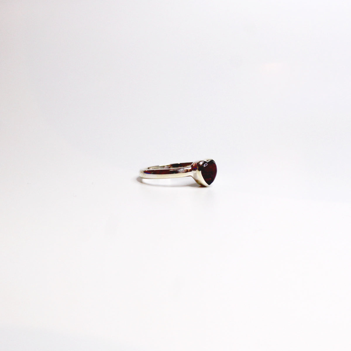 Sterling Silver Garnet Heart Ring