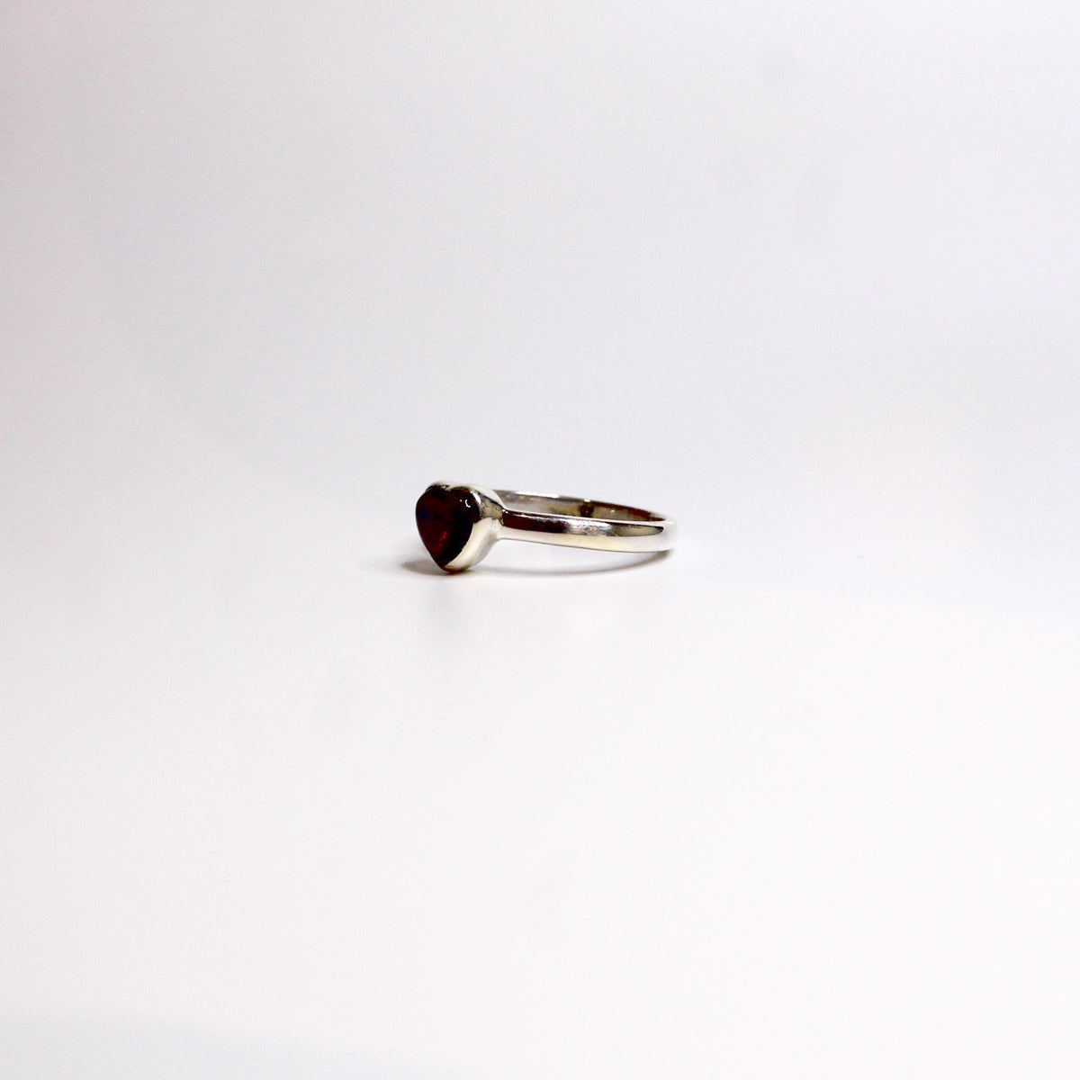 Sterling Silver Garnet Heart Ring