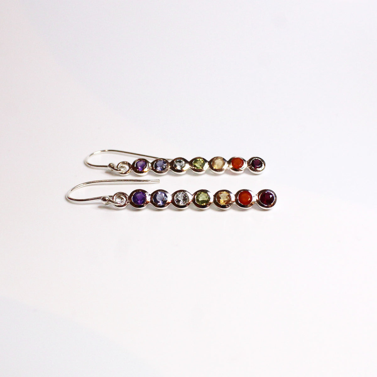 Sterling Silver Assorted Gemstone Hook Drop Earrings