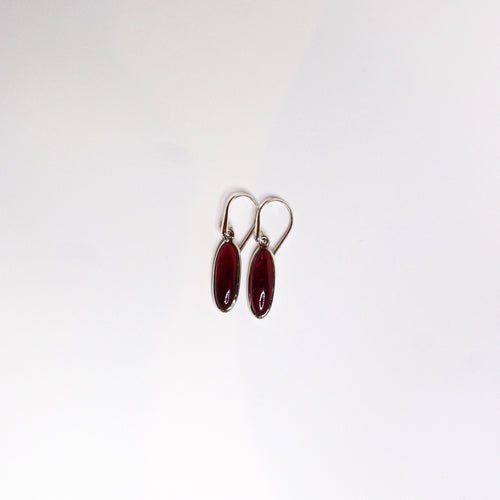 Cabochon Oval Garnet Drop Earrings