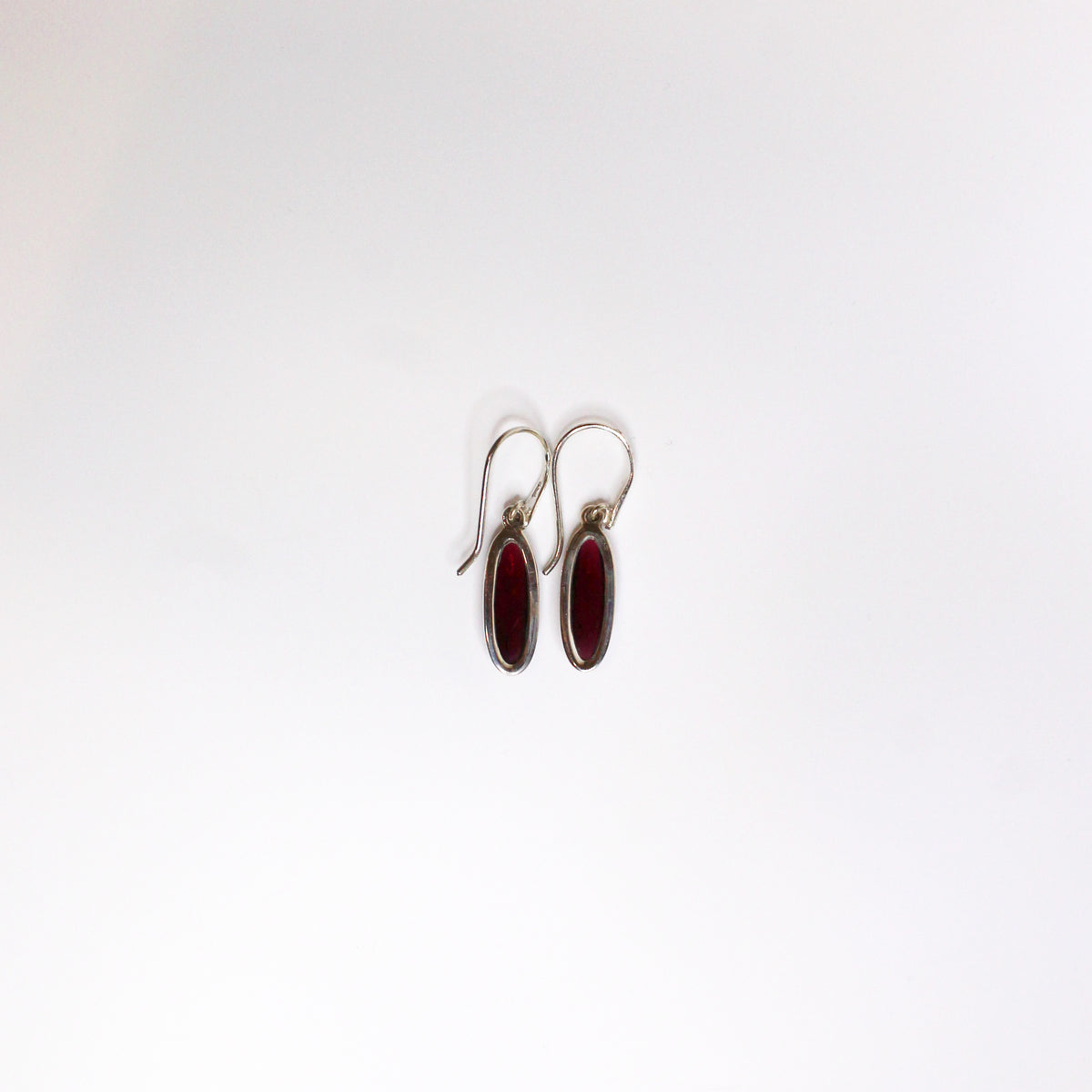 Cabochon Oval Garnet Drop Earrings