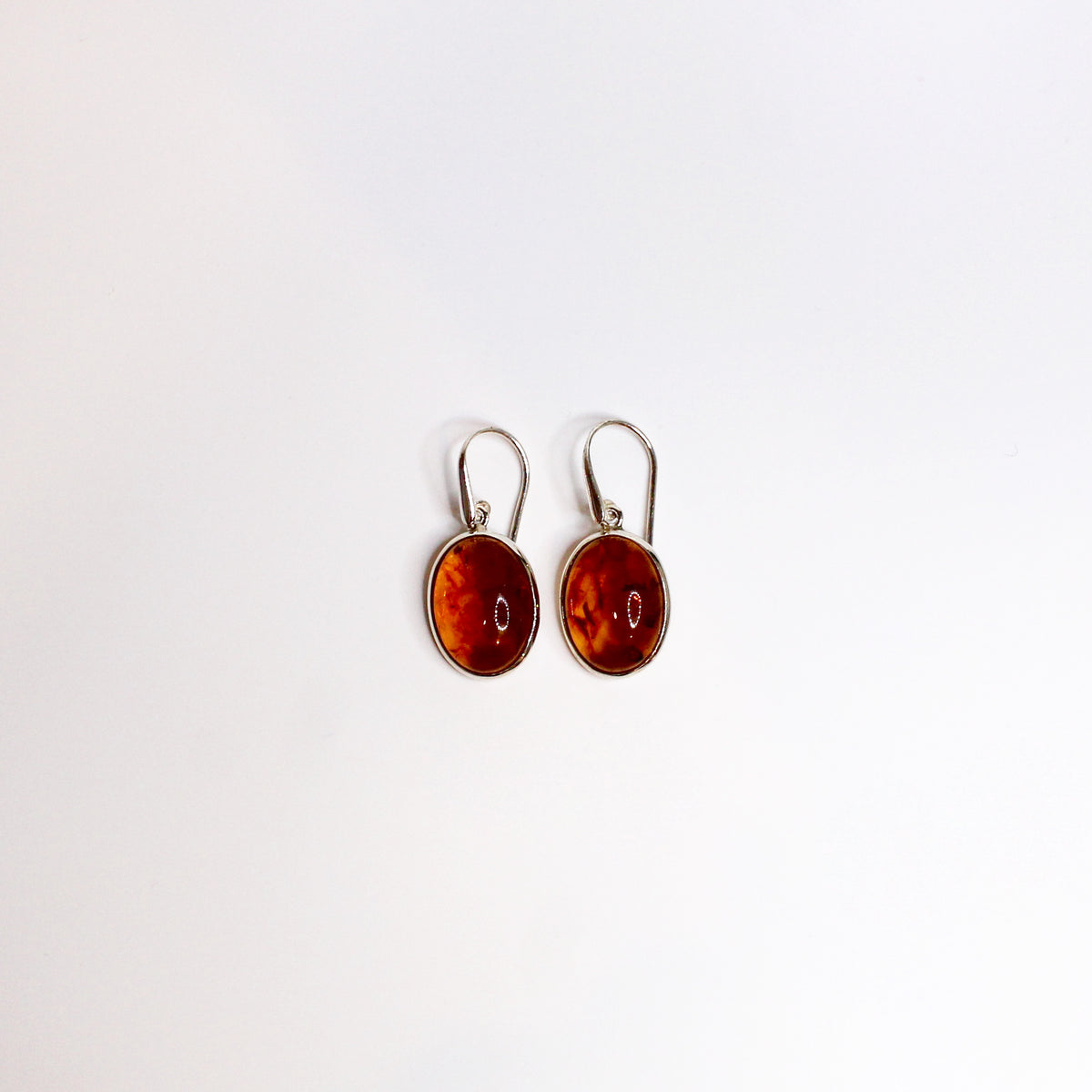 Sterling Silver Amber Hook Drop Earrings