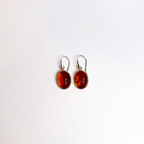 Sterling Silver Amber Hook Drop Earrings