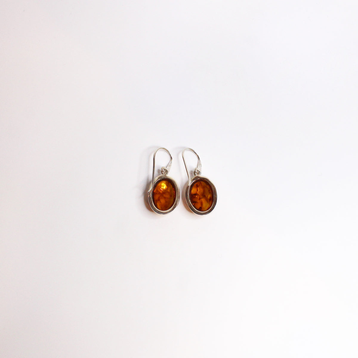Sterling Silver Amber Hook Drop Earrings