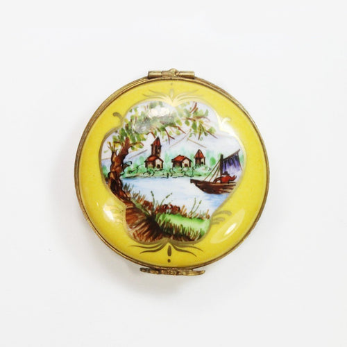 Limoges Porcelain Circle Shaped Trinket Box